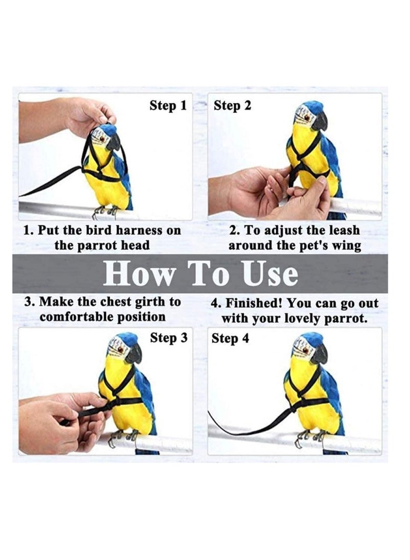 Petsary Pet Bird Harness and Leash with Buckle - Safe Parrot Leash - Pet Harness - Outdoor Adjustable Anti Bite Training Rope for birds -  Elasticated leash - Image 4