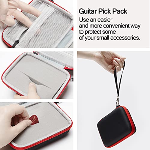 COOZOOM Guitar Pick Holder Case Compatible for Fender, ChromaCast, D'Addario, JIM DUNLOP, Bolopick, UNLP MUSICAL INSTRUMENT Guitar Accessories, All Size Picks Storage Pouch Box-Bag Red - Image 4