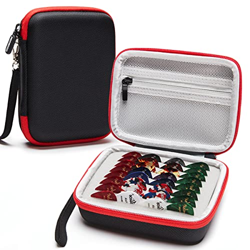 COOZOOM Guitar Pick Holder Case Compatible for Fender, ChromaCast, D'Addario, JIM DUNLOP, Bolopick, UNLP MUSICAL INSTRUMENT Guitar Accessories, All Size Picks Storage Pouch Box-Bag Red - Image 1
