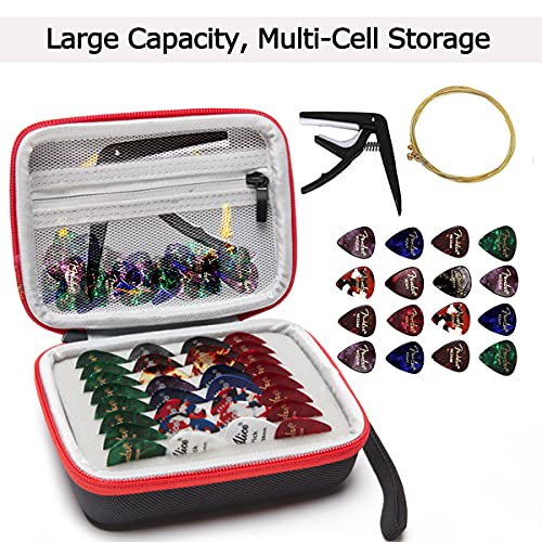 COOZOOM Guitar Pick Holder Case Compatible for Fender, ChromaCast, D'Addario, JIM DUNLOP, Bolopick, UNLP MUSICAL INSTRUMENT Guitar Accessories, All Size Picks Storage Pouch Box-Bag Red - Image 2