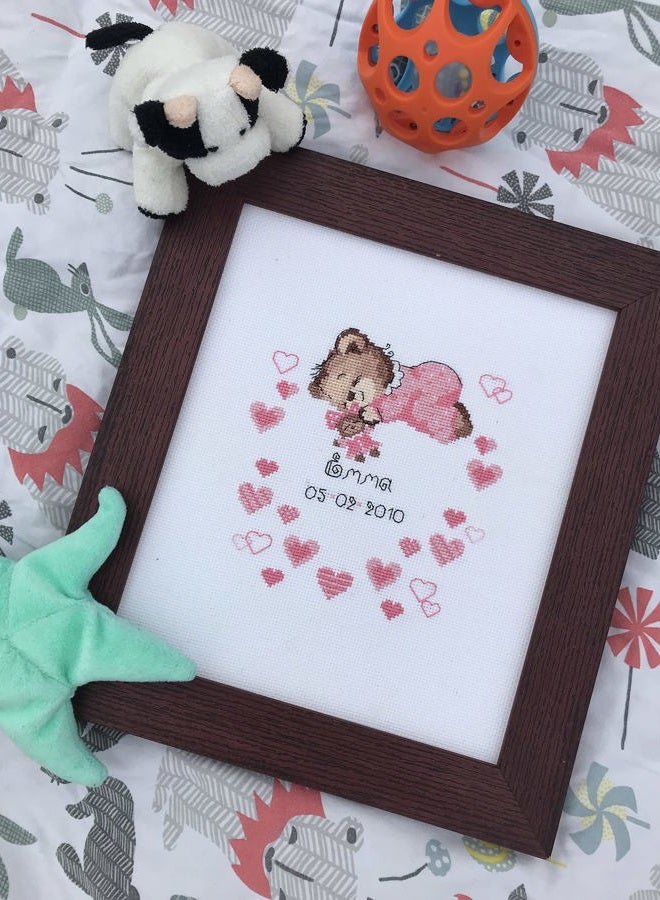 Riolis Birth Sampler Cross Stitch Kit - 1123 - Girl Birth Announcement - Image 5