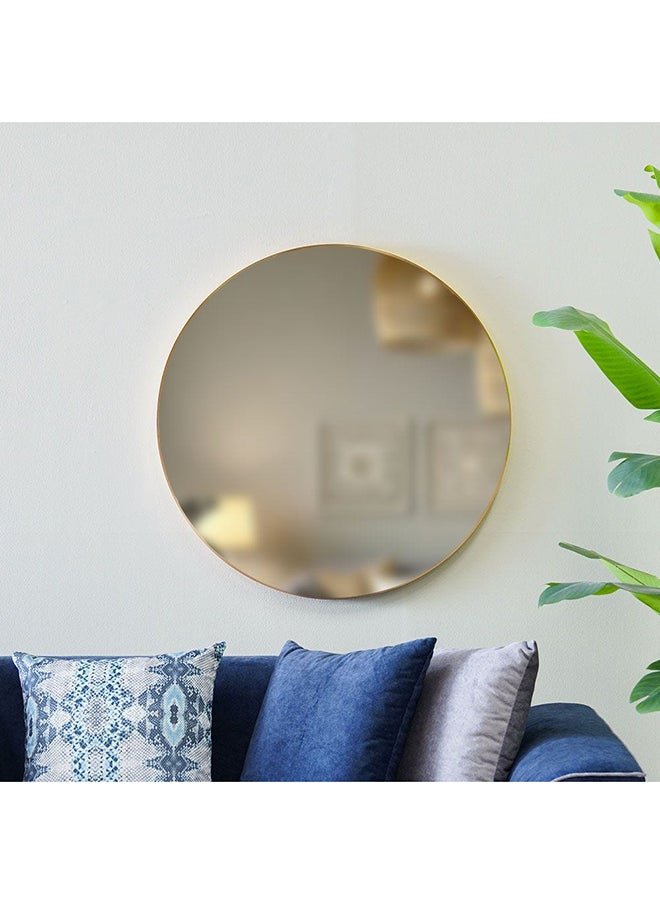 DANUBE HOME Petite Round Frame Mirror Modern Wall Mounted Mirror Decorations For Vanity Entryway Living Room Bedroom And Bathroom 90X90X2.8 CM  Brushed Gold  - Image 1