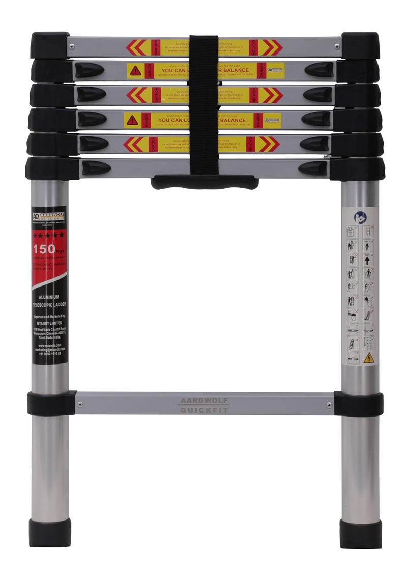 Aardwolf Quickfit 7Step (2 M/6.5 FT) Telescopic Aluminum Ladder | 150kg Load Capacity| 2-Year Warranty | Easy-to-Fix DIY Design with Replaceable Parts - Image 3