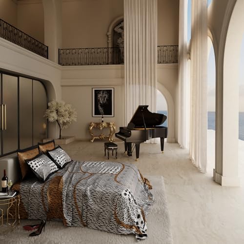 Stoa Paris 300TC Enriched Cotton Super Size Bedsheet with 4 Pillow Covers, 274cm x 274cm Ideal for Double & King Size Bed, Breathable, Moisture Absorption, All-Season Comfort, Untamed - Black, White - Image 2