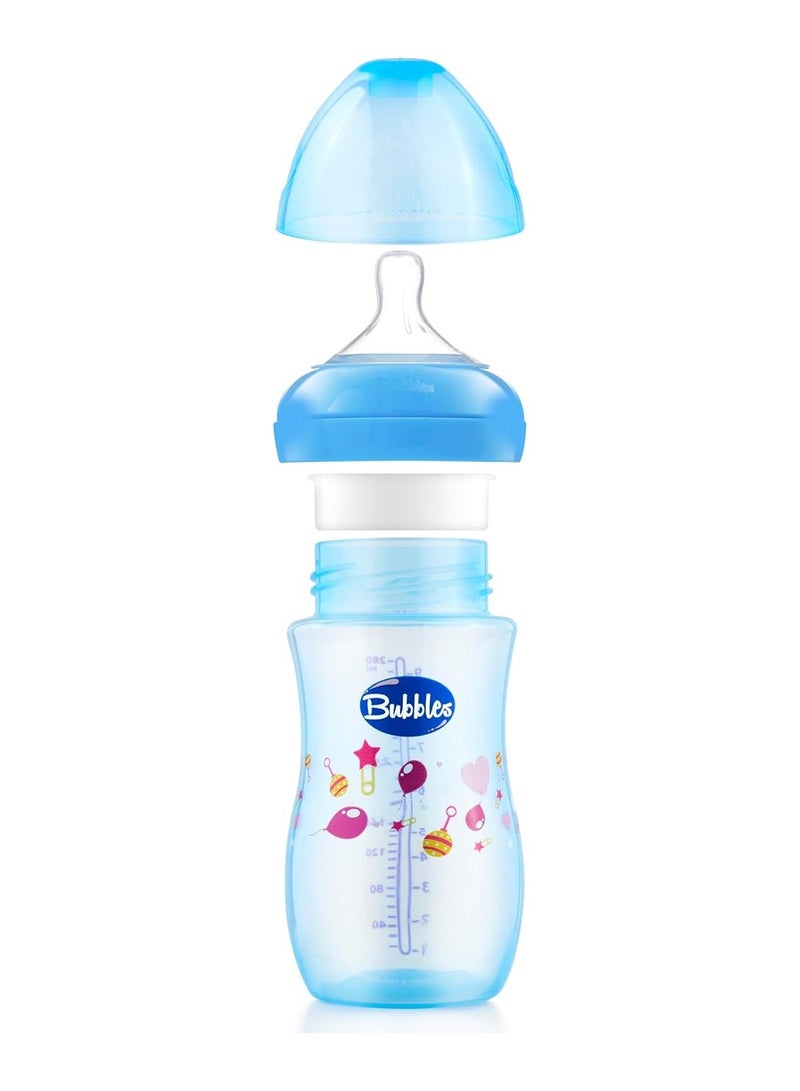 Bubbles Natural Feeding Bottle Without Hand 280ml Blue - Image 3