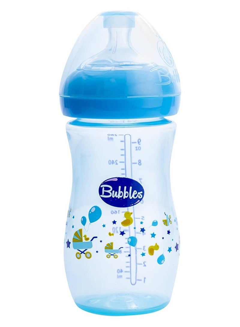 Bubbles Natural Feeding Bottle Without Hand 280ml Blue - Image 4