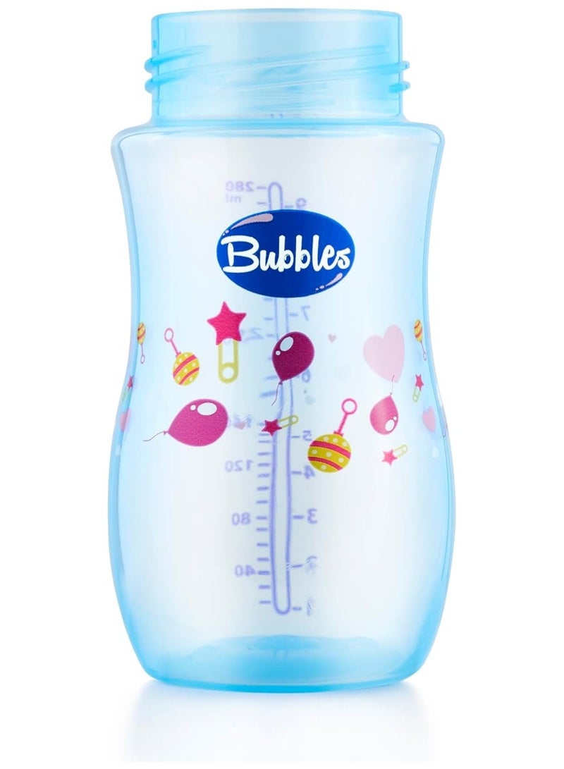 Bubbles Natural Feeding Bottle Without Hand 280ml Blue - Image 2