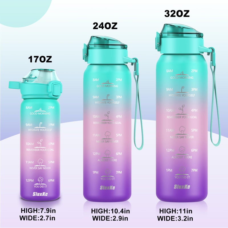 SLUXKE 32oz Insulated Water Bottle with handle BPA Free, 316 Stainless Steel Water Bottles 1000ml with Time Marker Double Walled, 1000ml Metal Water Flask Jug for Hiking, Biking, Running - Image 5