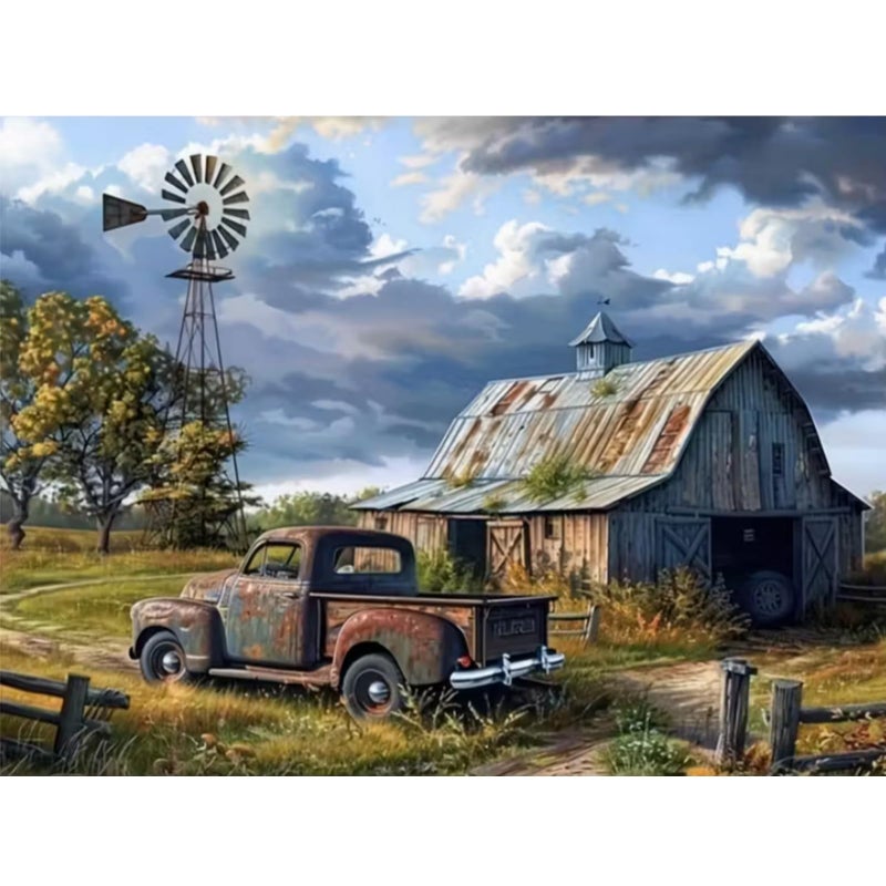 KTHOFCY 5D DIY Country Scene Diamond Painting Kits for Adults,House Truck Full Drill Embroidery Cross Stitch Crystal Rhinestone Paintings Pictures Arts Wall Decor Painting Dots Kits 11.8X15.7 inch - Image 1