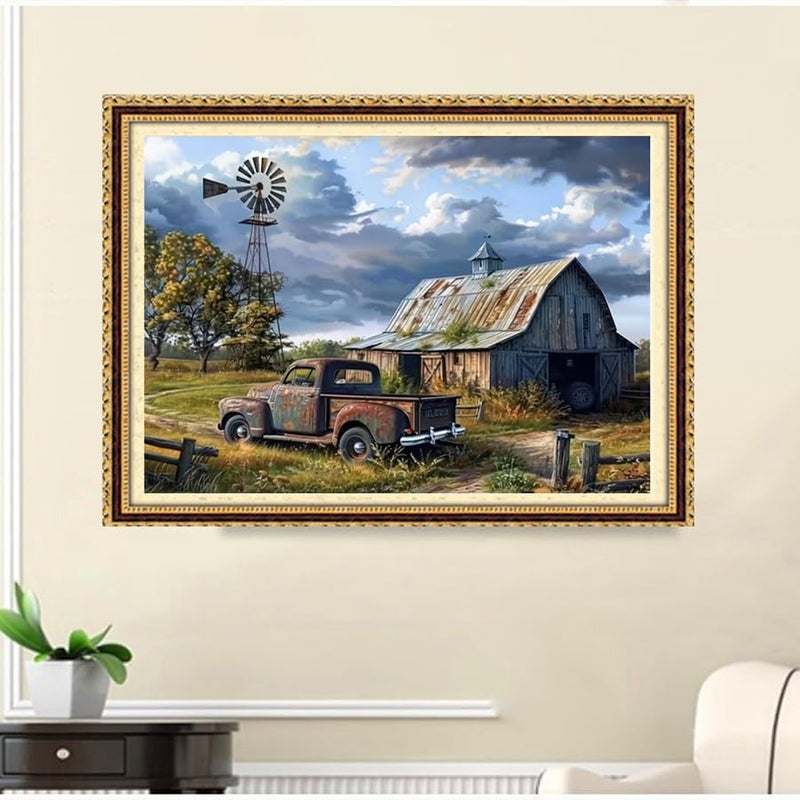 KTHOFCY 5D DIY Country Scene Diamond Painting Kits for Adults,House Truck Full Drill Embroidery Cross Stitch Crystal Rhinestone Paintings Pictures Arts Wall Decor Painting Dots Kits 11.8X15.7 inch - Image 2