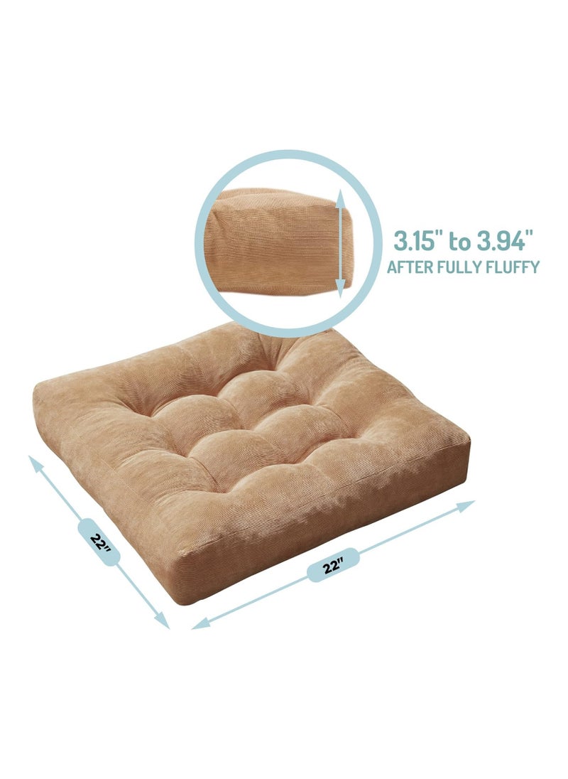 XICEN Seating Cushion，Meditation Floor Pillow, Large Tatami Floor Pillow，Thickened Corduroy Cushion for Sofa, Chair, Living Room Office, 55x55 cm  - Image 4
