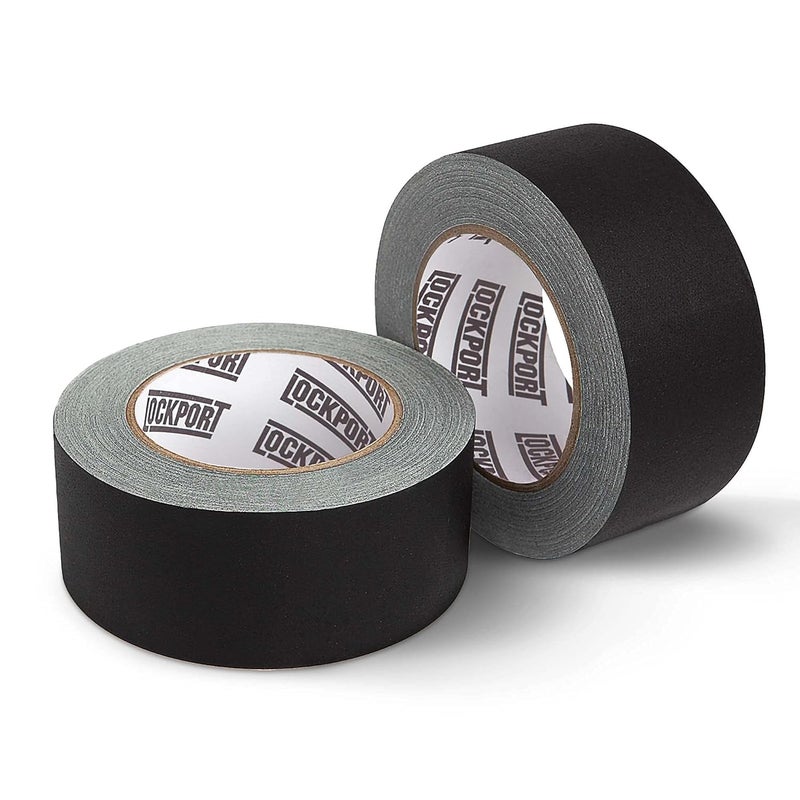 Lockport Black Gaffers Tape 2 inch x 30 Yards - 2 Pack Pro Black Gaff Tape - No Residue, Water Resistant, Non-Reflective, Easy Tear - Multipurpose - Image 1