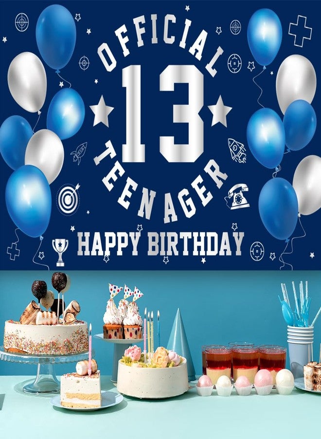 GOLDCROW Happy 13th Birthday Decorations Large Official Teenager Backdrop Banner for Boys Girls Navy Blue White 13 Year Old Birthday Party Photo Props Decor - Image 4