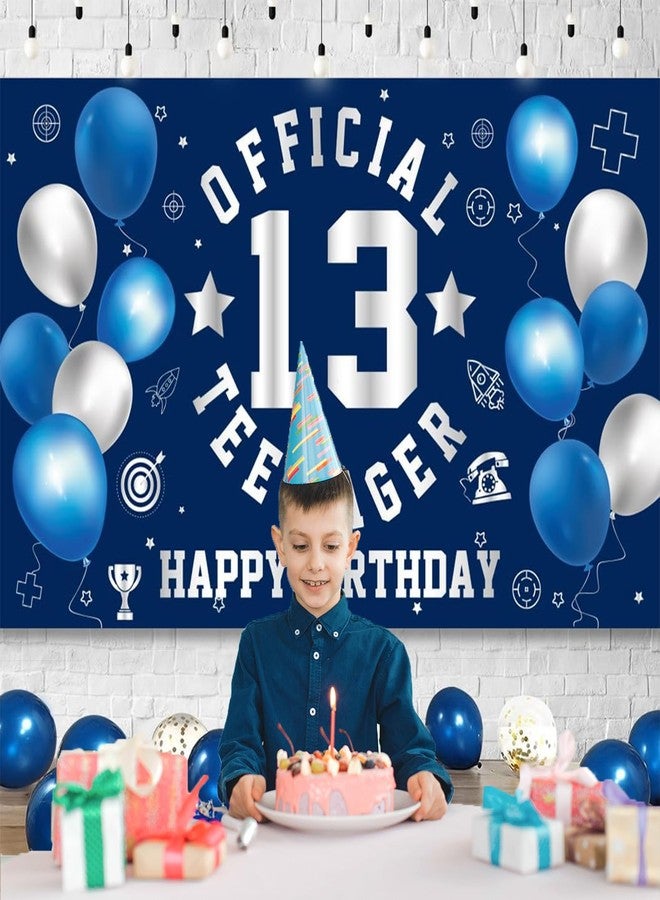 GOLDCROW Happy 13th Birthday Decorations Large Official Teenager Backdrop Banner for Boys Girls Navy Blue White 13 Year Old Birthday Party Photo Props Decor - Image 5