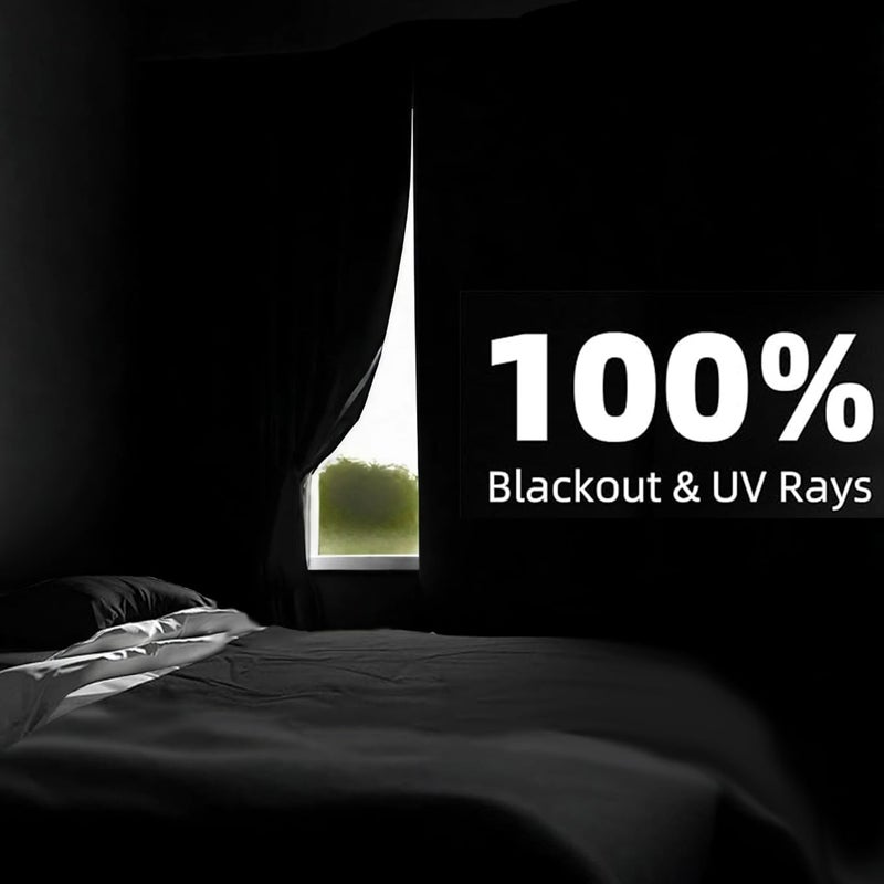 BKSAI 100% Blackout Curtains for Bedroom, Magnetic Portable Blackout Shades for Travel, Black Out Window Cover No Drill Cuttable for Bedroom, Nursery, Media Room, RV, 39x57 inch - Image 2