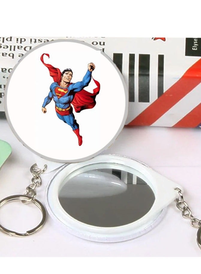 Circular keychain designed with Powerpuff Girls cartoon characters wonderful key chain with reflective mirror on the back suitable for car keys and bags beautiful gift