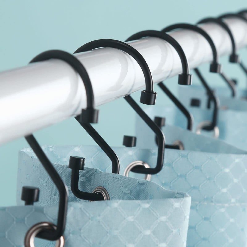 Goowin Shower Curtain Hooks, 12 Pcs S Shape Shower Curtain Rings, Rustproof Black Shower Curtain Rings, Multi-Functional Shower Hooks for Shower Curtain, Kitchen Utensils, Clothing, Towels, Black - Image 2