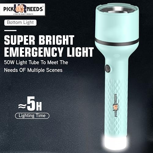 Pick Ur Needs Rechargeable Emergency Search LED Torch with 4 Mode Light Type C Fast Charging (Sky Blue) - Image 5