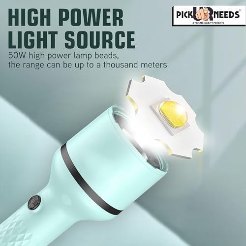 Pick Ur Needs Rechargeable Emergency Search LED Torch with 4 Mode Light Type C Fast Charging (Sky Blue) - Image 4