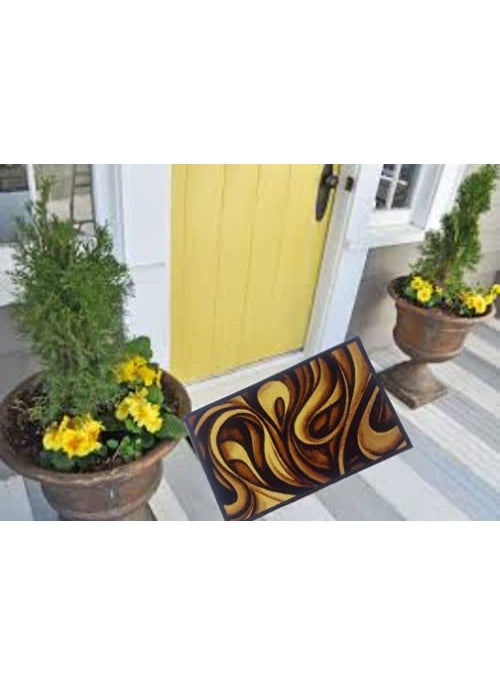 nissi - nissi Anti Slip and Anti Skid Microfiber Rectangle Shape Floor/Door Mat (Floral Brown, 2) - Image 1