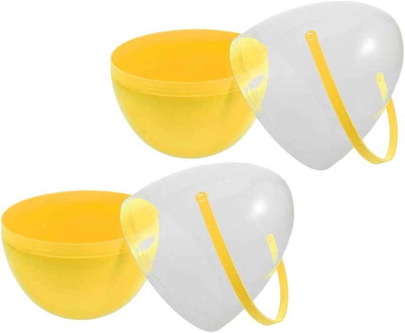 Yellow Easter Egg Buckets 2 Pack Fillable Plastic Containers for Easter Hunt Party Favors - Image 1