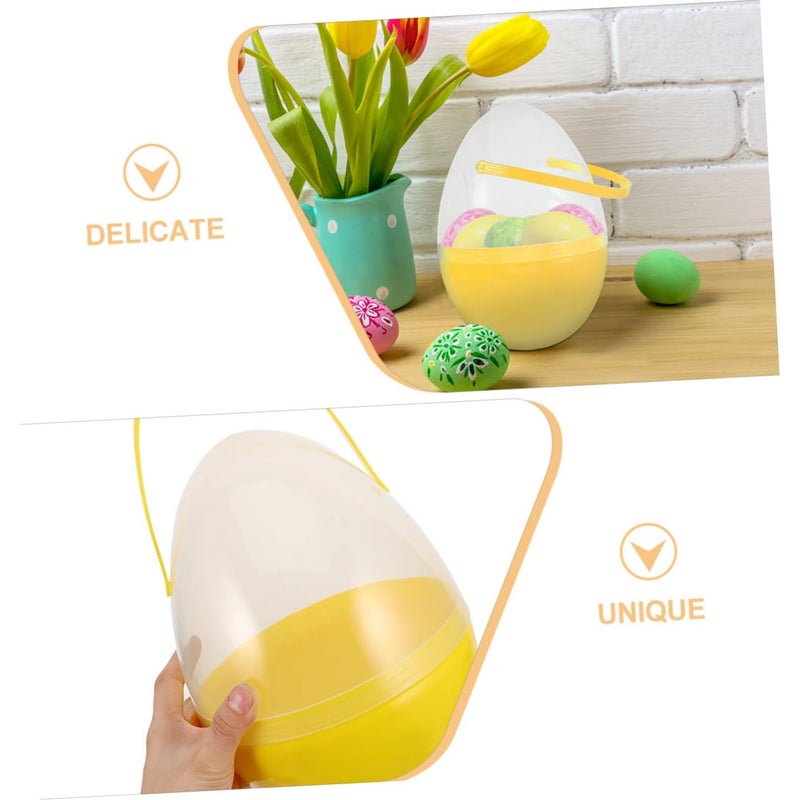 Yellow Easter Egg Buckets 2 Pack Fillable Plastic Containers for Easter Hunt Party Favors - Image 4