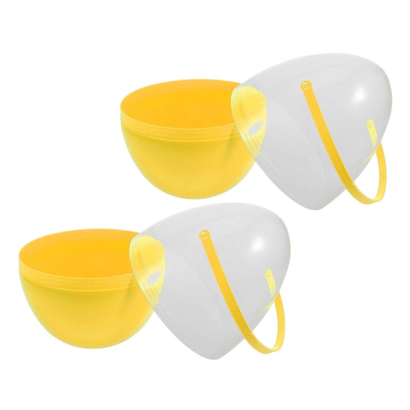 Yellow Easter Egg Buckets 2 Pack Fillable Plastic Containers for Easter Hunt Party Favors - Image 2