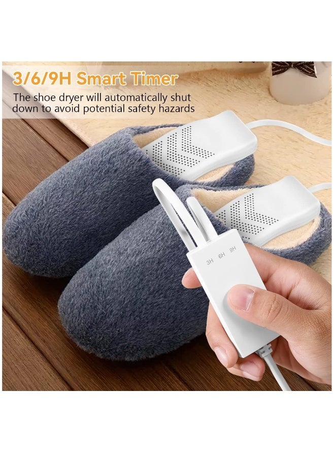 Portable Electric Shoe Dryer & Ski Boot Deodorizer with 3/6/9H Timer, USB Heated Warmers to Eliminate Odor for Winter Travel & Rainy Seasons.