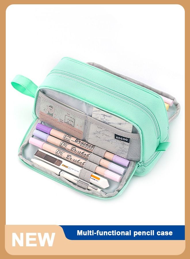 ANGOO Big Capacity Pencil Case Canvas High Large Storage Pouch Marker Pen Case Simple Stationery Bag School College Office Organizer for Teens Girls Adults Student - Image 1