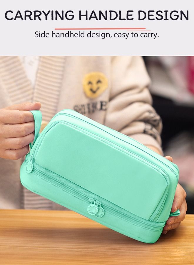 ANGOO Big Capacity Pencil Case Canvas High Large Storage Pouch Marker Pen Case Simple Stationery Bag School College Office Organizer for Teens Girls Adults Student - Image 3