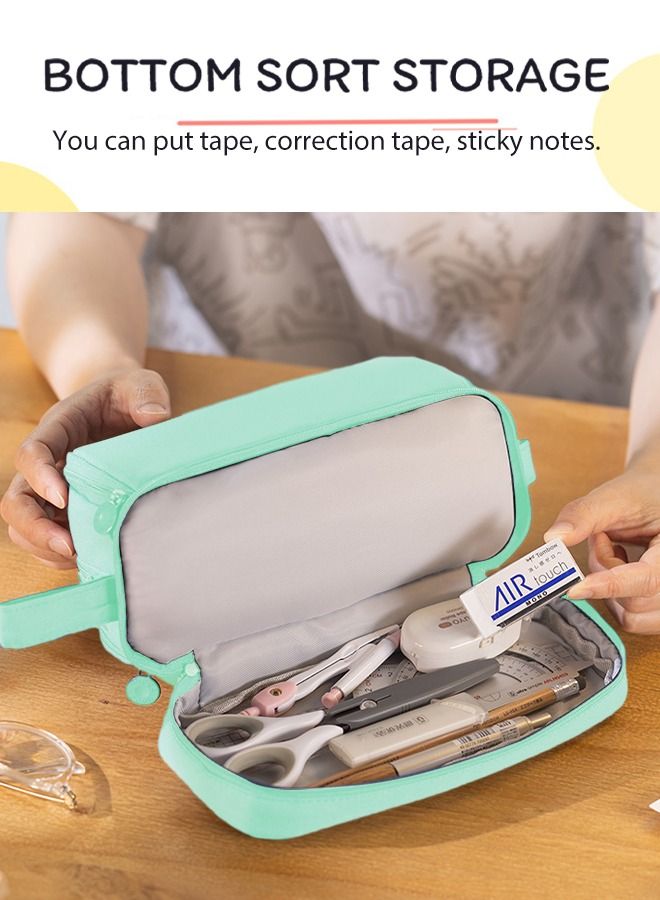 ANGOO Big Capacity Pencil Case Canvas High Large Storage Pouch Marker Pen Case Simple Stationery Bag School College Office Organizer for Teens Girls Adults Student - Image 5