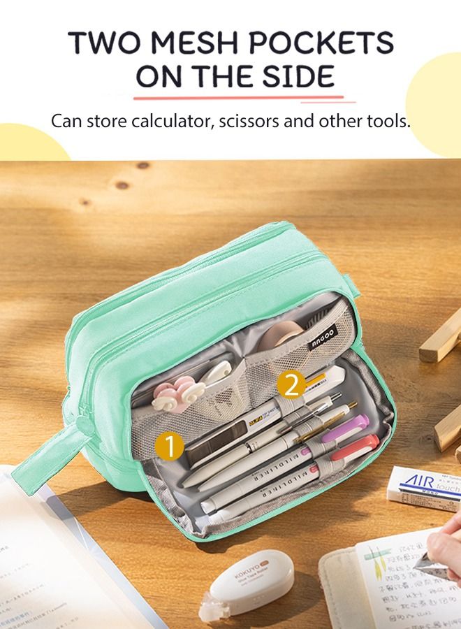 ANGOO Big Capacity Pencil Case Canvas High Large Storage Pouch Marker Pen Case Simple Stationery Bag School College Office Organizer for Teens Girls Adults Student - Image 4