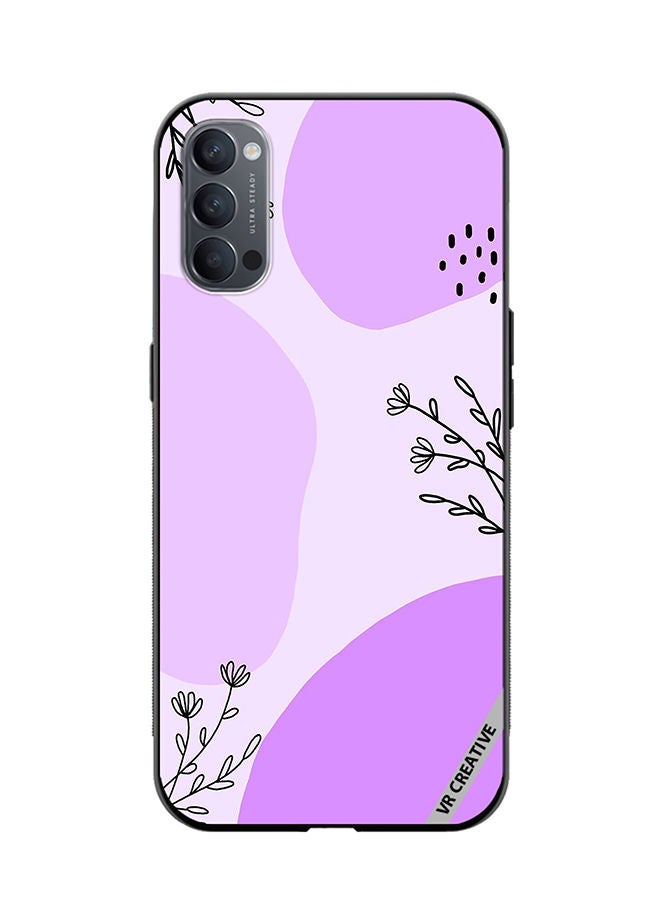 VR CREATIVE Protective Case Cover For Oppo Reno4 Pro 5G Purple Flower Design Multicolour - Image 1