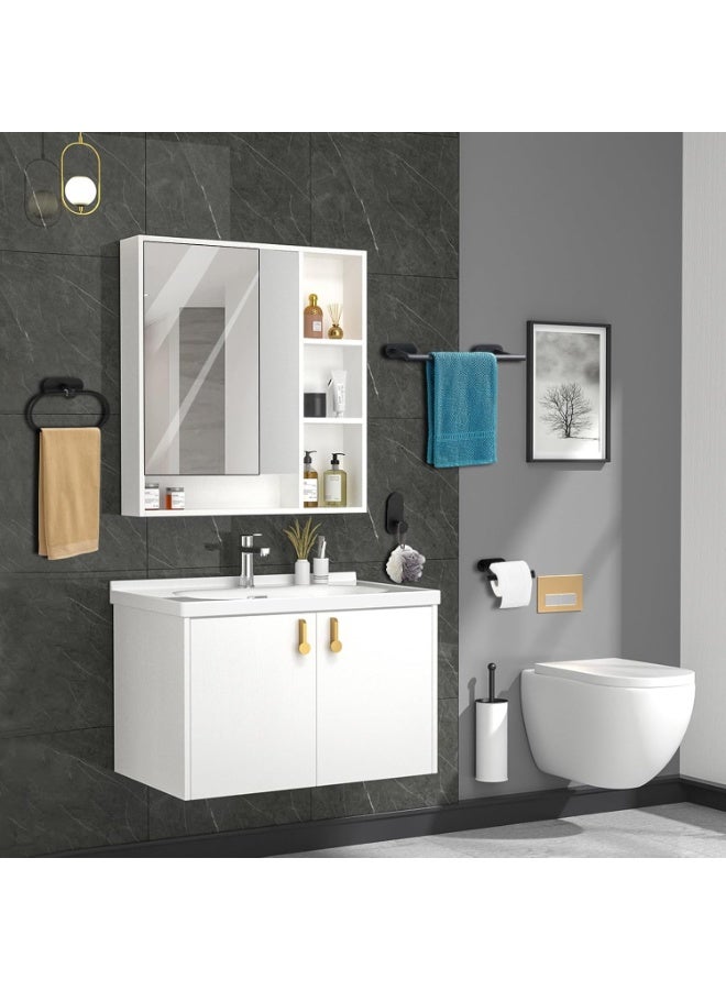 4-Pieces Matte Black Bathroom Hardware Set , Includes Adhesive Toilet Paper Holder, Adhesive Hand Towel Bar, Adhesive Robe Towel Hook ，Bathroom Accessories Kit - Image 2