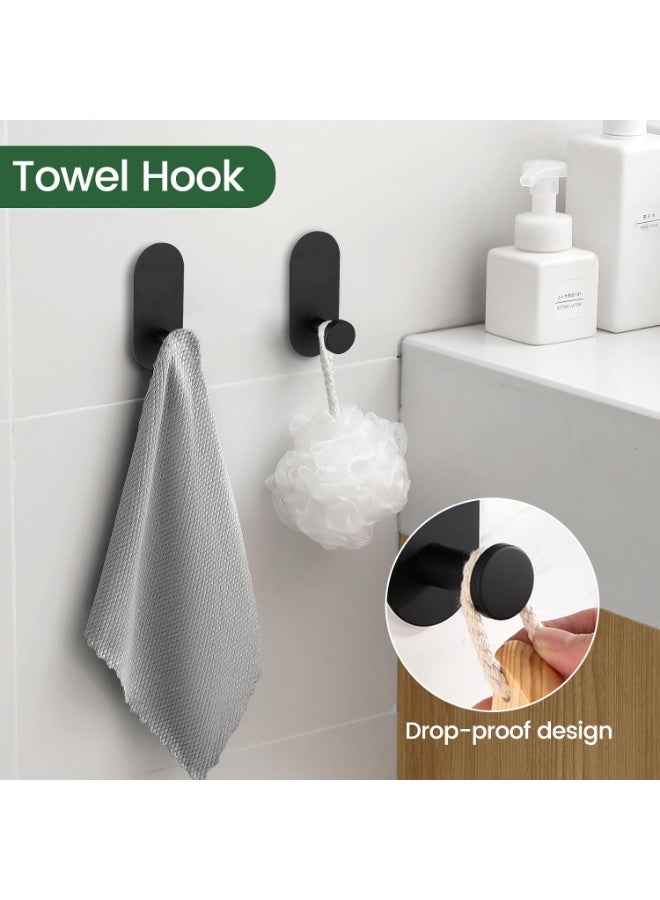 4-Pieces Matte Black Bathroom Hardware Set , Includes Adhesive Toilet Paper Holder, Adhesive Hand Towel Bar, Adhesive Robe Towel Hook ，Bathroom Accessories Kit - Image 5