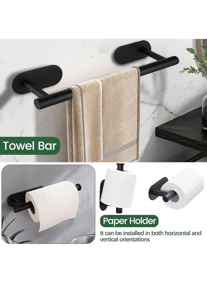 4-Pieces Matte Black Bathroom Hardware Set , Includes Adhesive Toilet Paper Holder, Adhesive Hand Towel Bar, Adhesive Robe Towel Hook ，Bathroom Accessories Kit - Image 4