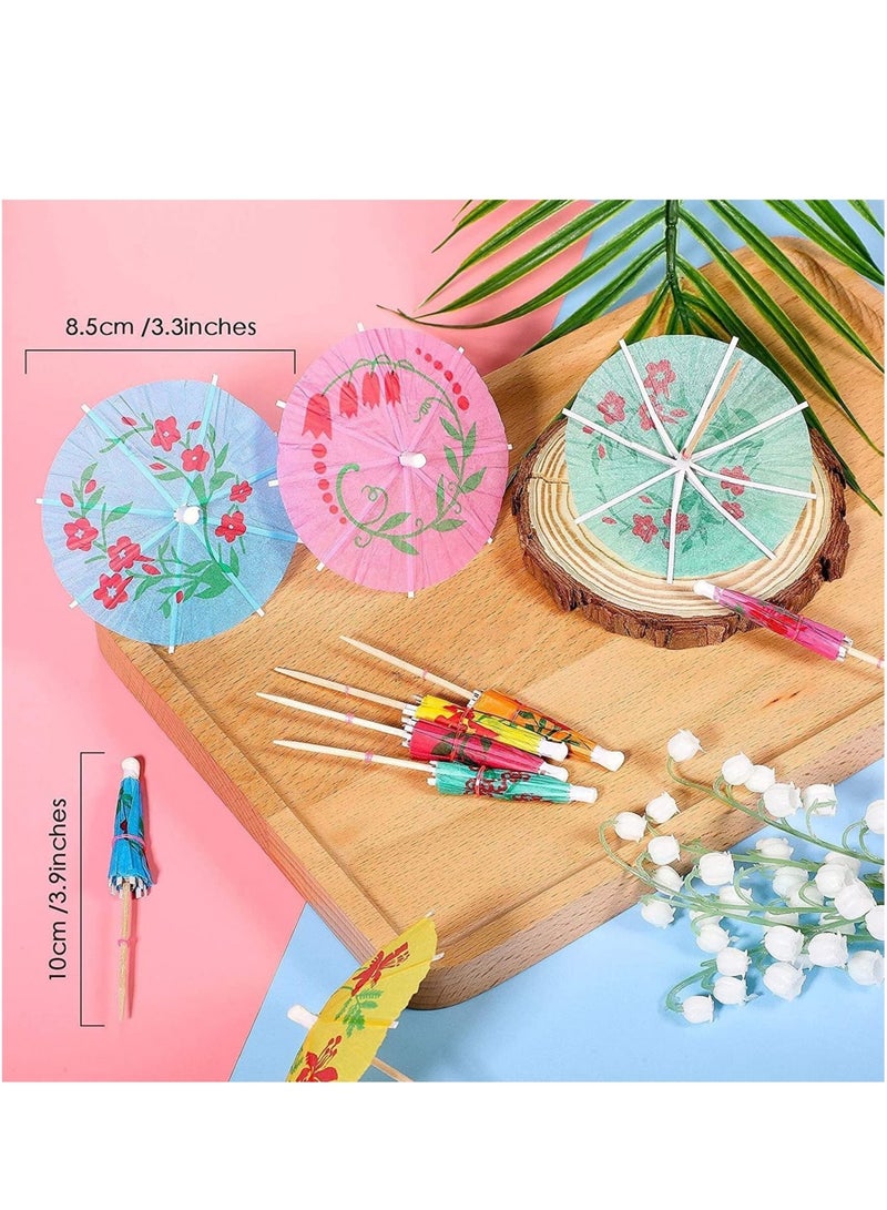 كابتن تيك Drink Paper Umbrellas, Fruits Dessert Toothpicks Tropical Color Cupcake Topper for Tropical Summer Pool Wedding Beach Baby Birthday Party Decoration Supplies (140 Pcs) - Image 4