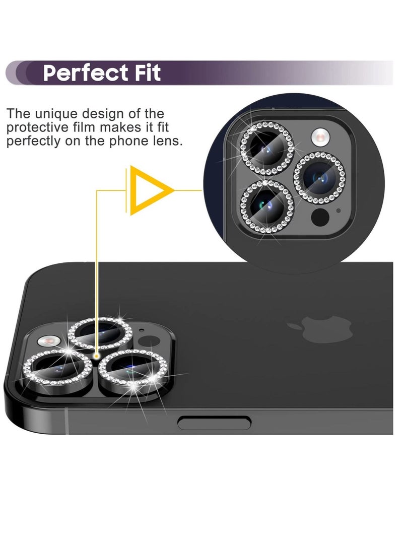 Raxoom for iPhone 14 Pro 6.1 inch /14 Pro Max 6.7 inch Camera Lens Protector, Set with Diamonds Bling Camera Cover Tempered Glass for iPhone 14 Pro Max /14 Pro [Perfectly Fit] - Diamond Black - Image 5