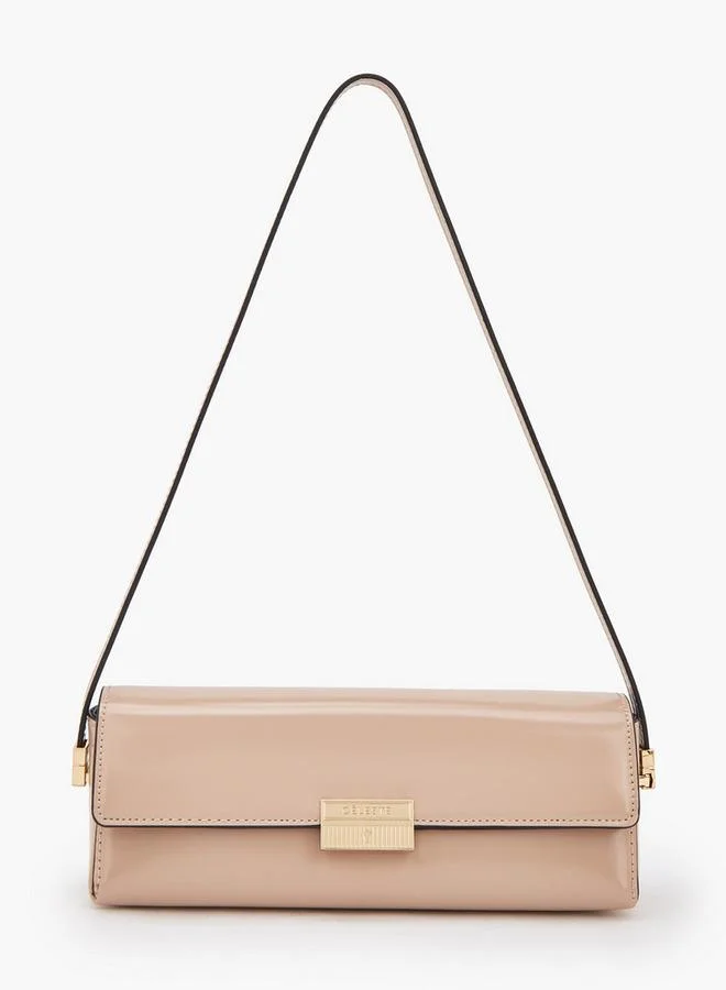 Solid Crossbody Bag With Flap Closure