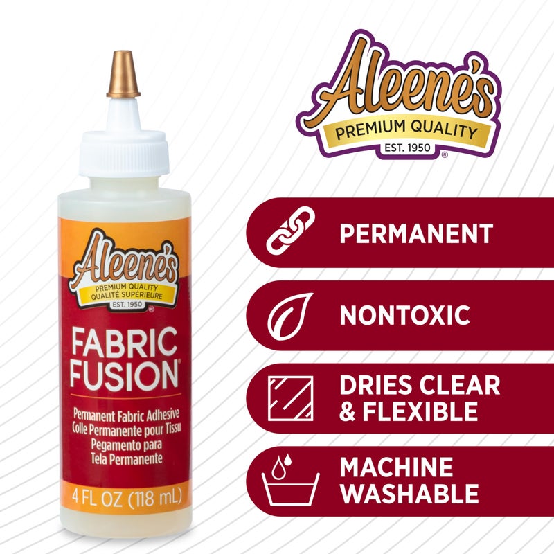 Aleene's Fabric Fusion Glue 4 oz, Nontoxic, Permanent and Washable Adhesive, Dries Flexible, Strong Bond on All Fabrics, Patches, Clothing, Denim, Polyester, Cotton, Felt, Flannel Materials - Image 2
