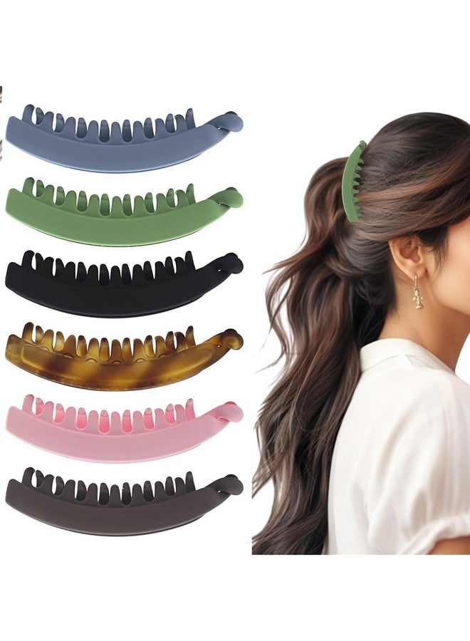بيردوير مشابك شعر كبيرة الحجم متعددة الألوان من مادة الأكريليك المطاطية المستوردة على شكل فراشة حجرية للنساء (مشبك شعر الموز للأسنان (عبوة من 6 قطع)) - Image 1