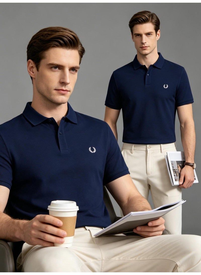 FRED PERRYPolo shirt for men and women summer solid color beaded cotton lapel short sleeve business commuter Joker shirt - Image 1