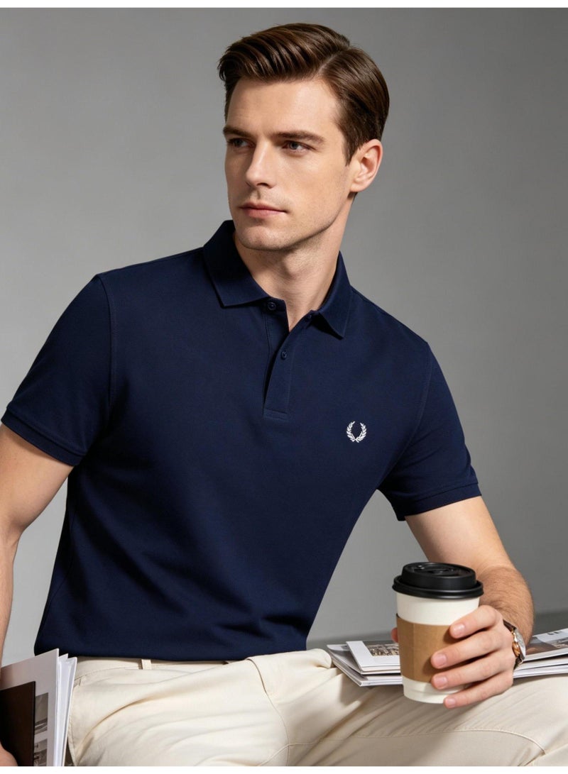 FRED PERRYPolo shirt for men and women summer solid color beaded cotton lapel short sleeve business commuter Joker shirt - Image 4