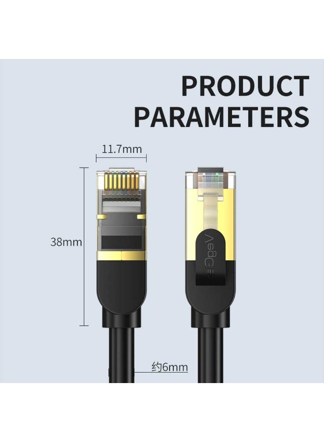 فيج جيج كابل إيثرنت Cat8 S/FTP - نحاس خالٍ من الأكسجين، بسرعة 40 جيجابت في الثانية، 2000 ميجاهرتز، محمي ومختبر بواسطة Fluke، موصلات مطلية بالذهب، لون أسود 2 متر - Image 5