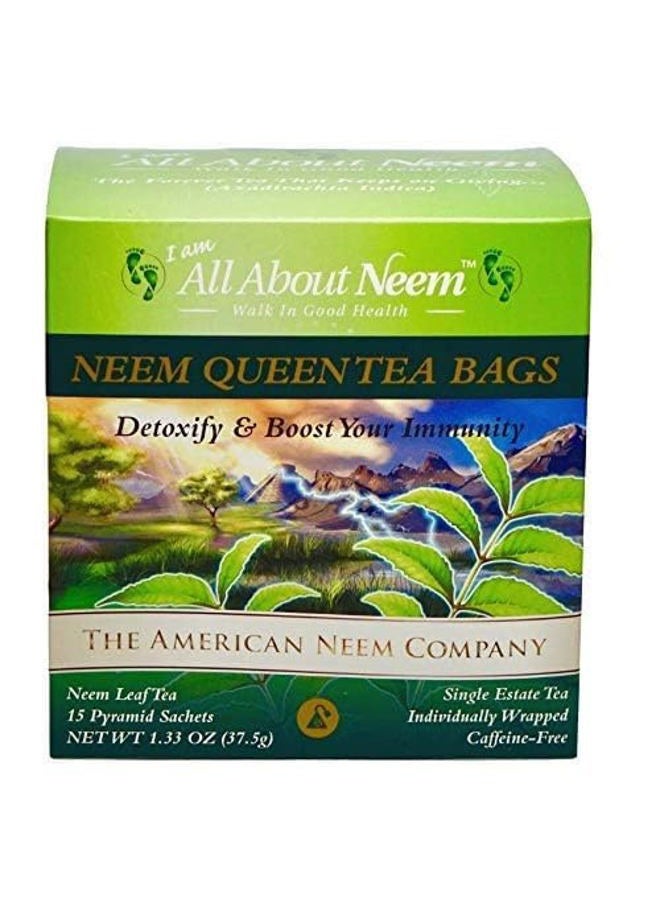 Neem Queen Pyramid Tea Bags - Wrapped for Travel (15 Count) Organic Premium Quality Caffeine Free - Made in America - Image 2