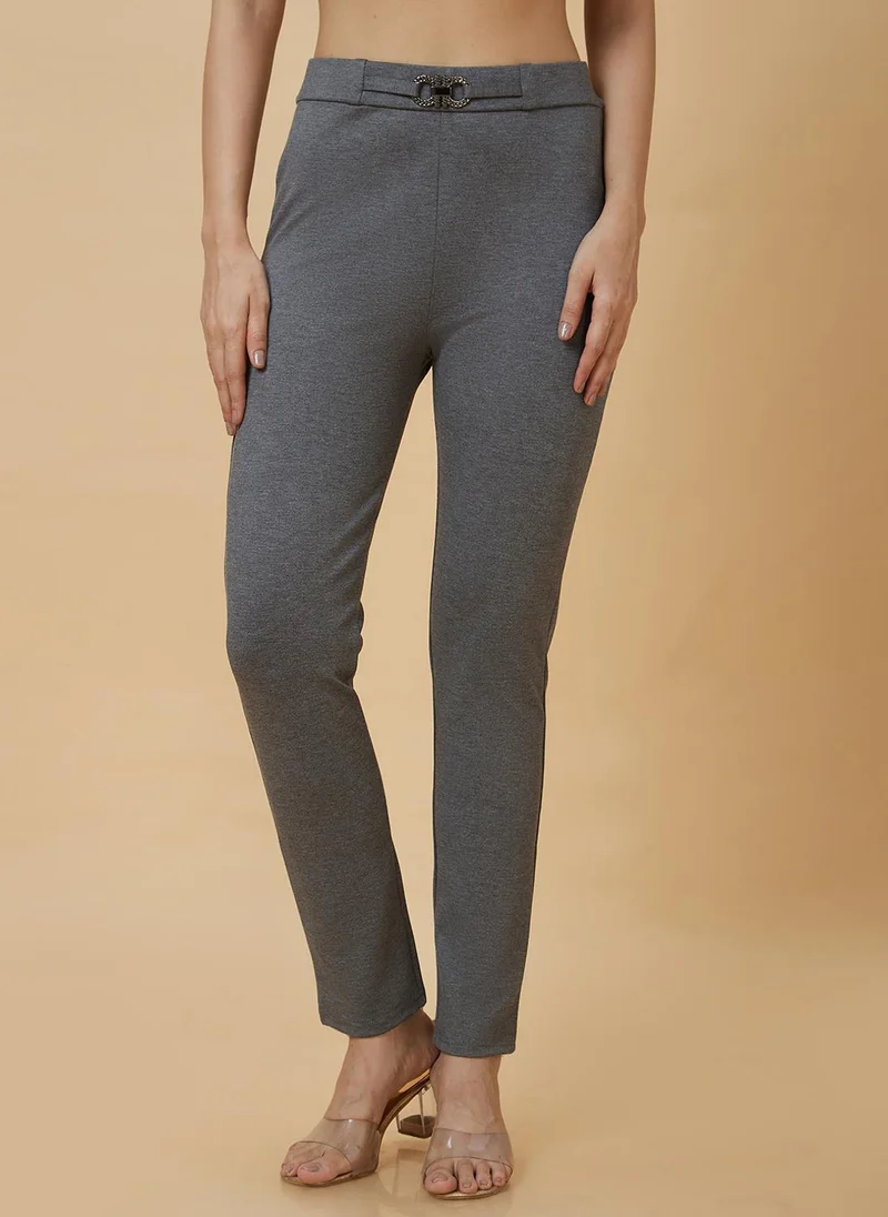 globus Globus Women Charcoal Regular Fit Treggings