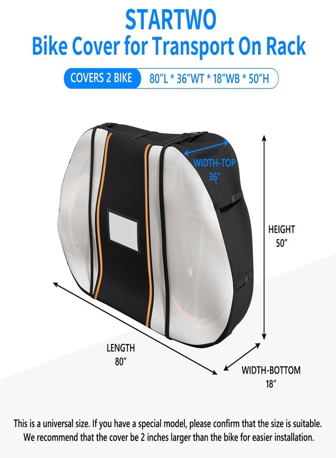 STARTWO Bike Cover for Transport On Rack, Bicycle Cover Outdoor Storage Waterproof for Transport 2 Bikes on Car Rear, with Two Elastic Straps and License Plate Window, Visible tail lights - Image 2