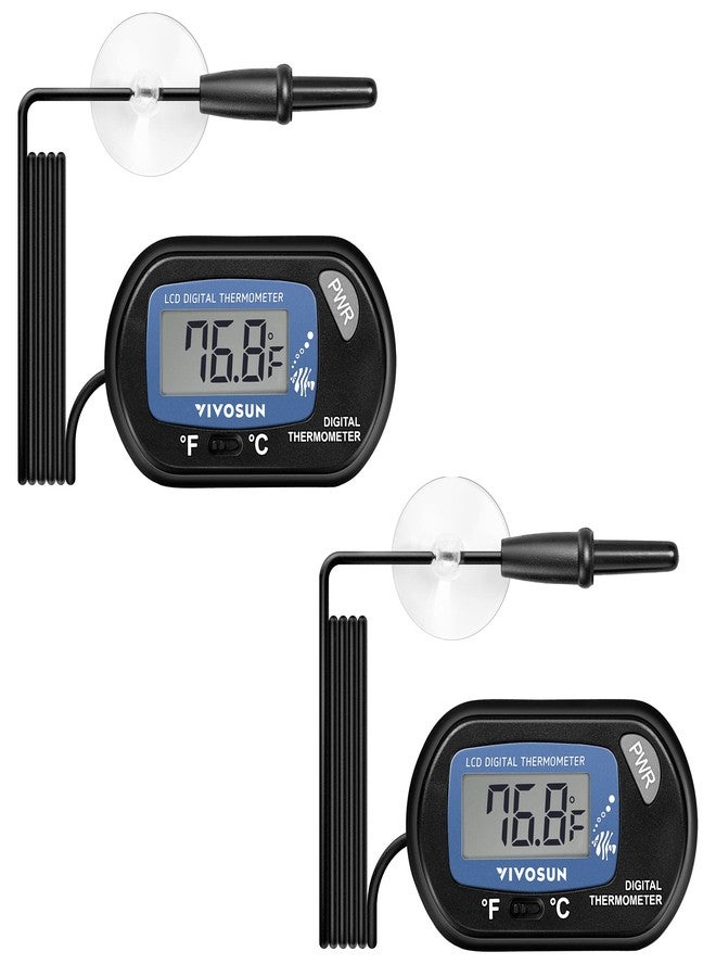 VIVOSUN 2-Pack LCD Digital Aquarium Thermometer Fish Tank Water Terrarium Temperature with Suction Cup for Turtle - Image 1