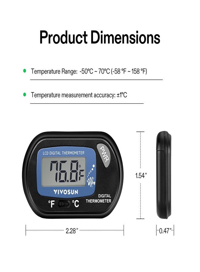 VIVOSUN 2-Pack LCD Digital Aquarium Thermometer Fish Tank Water Terrarium Temperature with Suction Cup for Turtle - Image 2