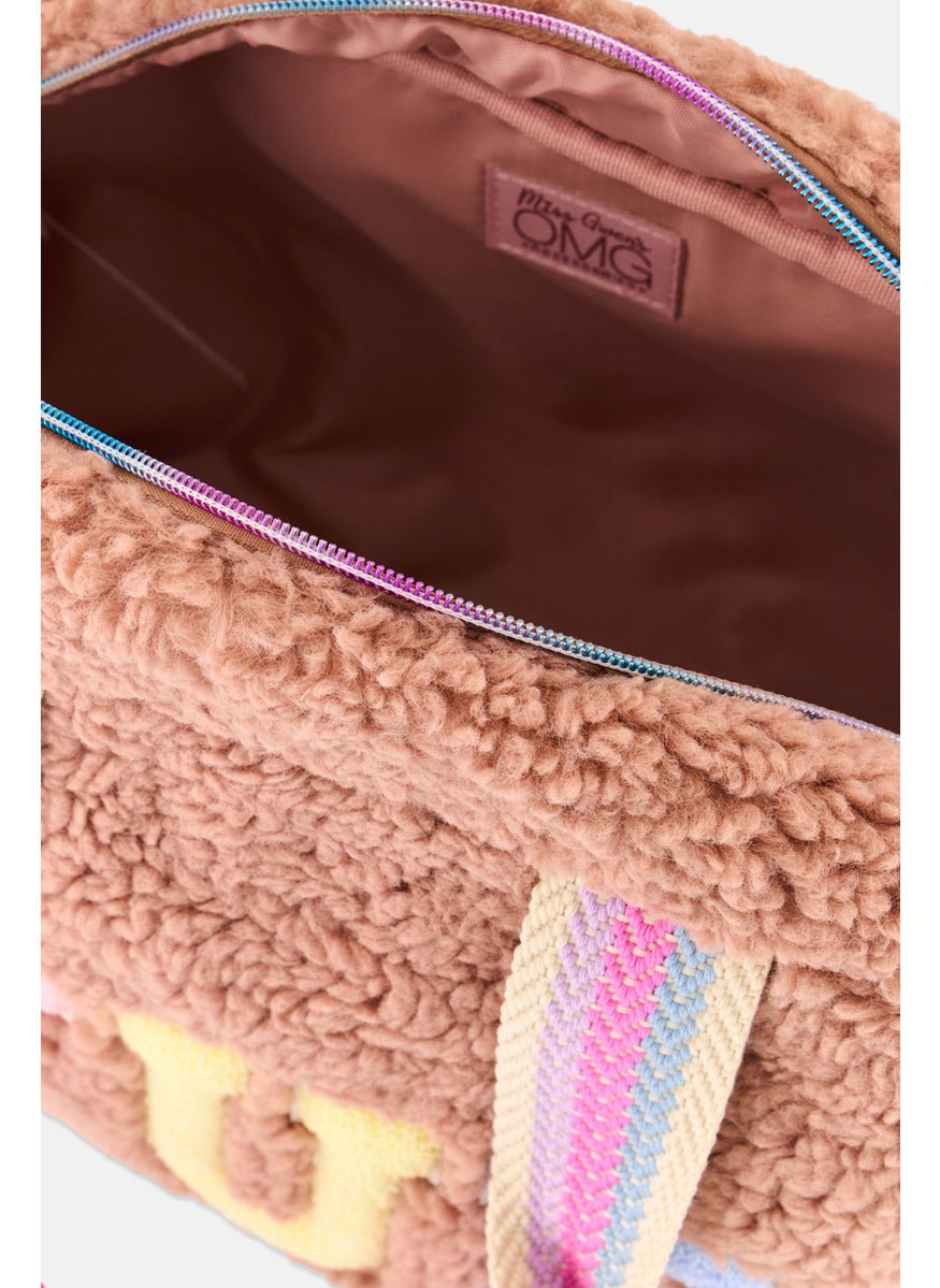 OMG Accessories Women Teddy Tote Bag 49 L x 25 H x 12 W cm, Tan  - Image 3